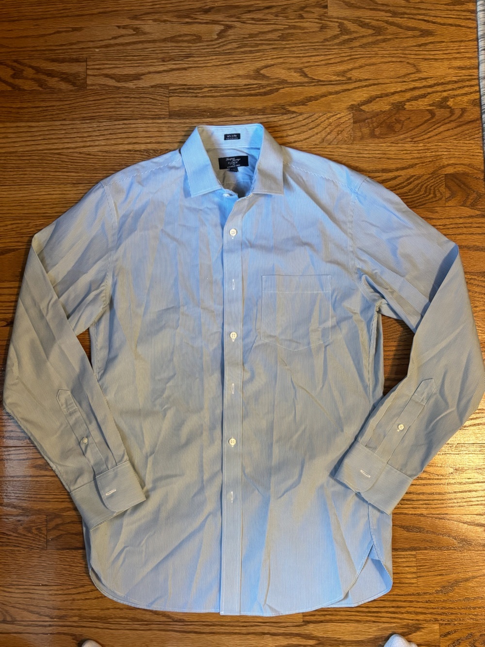 J.Crew Factory Wrinkle-Free Blue Stripe Button Down Shirt Men's XL 80s 2-Ply Cot